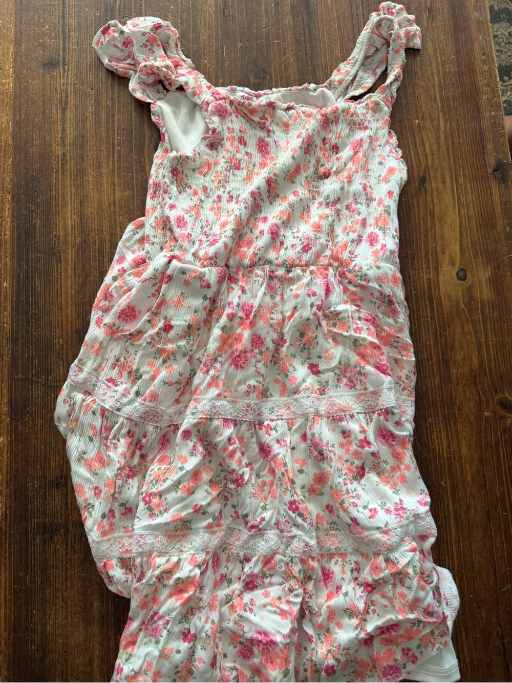 Justice White Sundress with Pink & Coral Floral Print